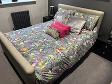 Tempur Contemporary King Size Bed Frame Grey Cloth Headboard Up Scale ?