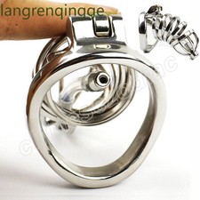 Stainless Steel Men Chastity Cage Lock Device with dilator Plug Beginner Trainer