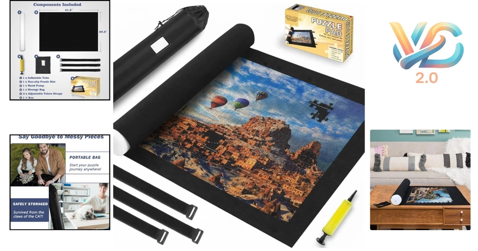 Puzzle Board Roll Up Mat 2000 Piezas Kit de Almacenamiento Portátil Negro Nuevo Foto 2 de 4