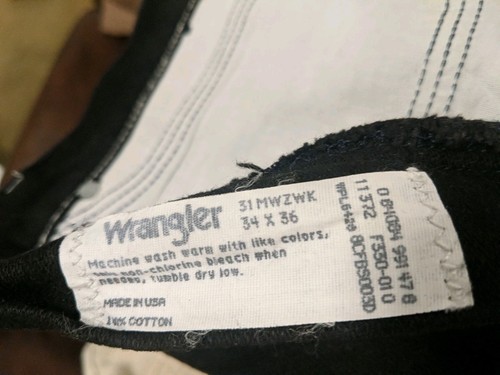 Jeans Wrangler 34 x 36 vintage para hombre hechos en EE. UU. USADOS EN EXCELENTE ESTADO 31MWZWK - Imagen 3 de 3