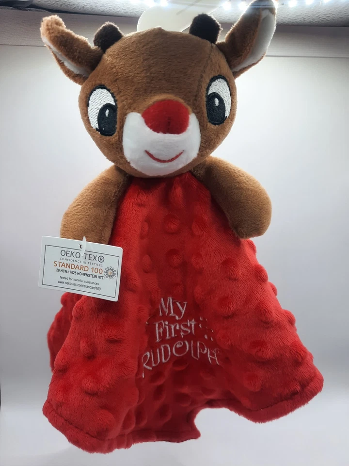 My First Rudolph Reindeer Red Security Snuggle Blanket Rattle Lovey NEW W/O TAG - Image 3 of 4