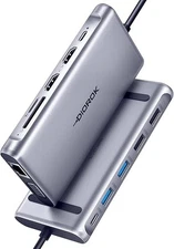 DIOROK USB C Hub Multiport Adapter 12-in-1 Triple Display USB C - Silver