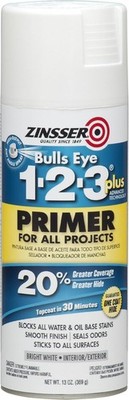 Zinsser 272479 Bulls Eye 1-2-3 Plus Spray Primer, 13 oz, White