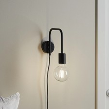 GoodHome Ghlin Lampada da parete plug-in industriale nero opaco