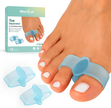 Pack of 12 Bunion Corrector, Toe Separators with 2 Loops, Big Toe Spacer Suitabl