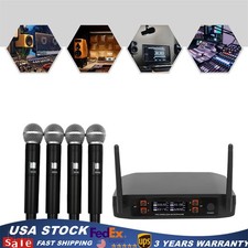 Wireless Microphone System 4 Channel Pro Audio UHF 4 Handheld Dynamic Mic Party