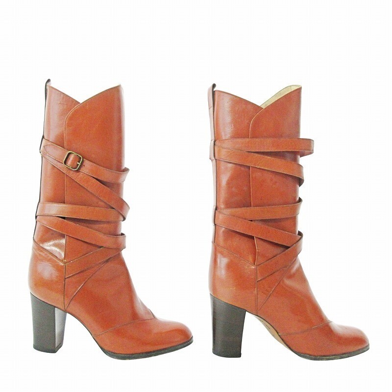 Stivali lunghi Yves Saint Laurent tacco alto cintura in pelle design 35 22 cm (8 66 usati