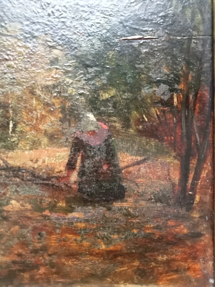 Tableau Ancien École De Pont Aven Sous Bois Huile Panneau Monogramme - Photo 2/4