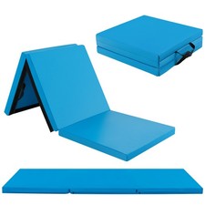 6 ft x 2 ft Tri-Fold Folding Exercise Mat Portable Gymnastics Mat for Yoga Blue