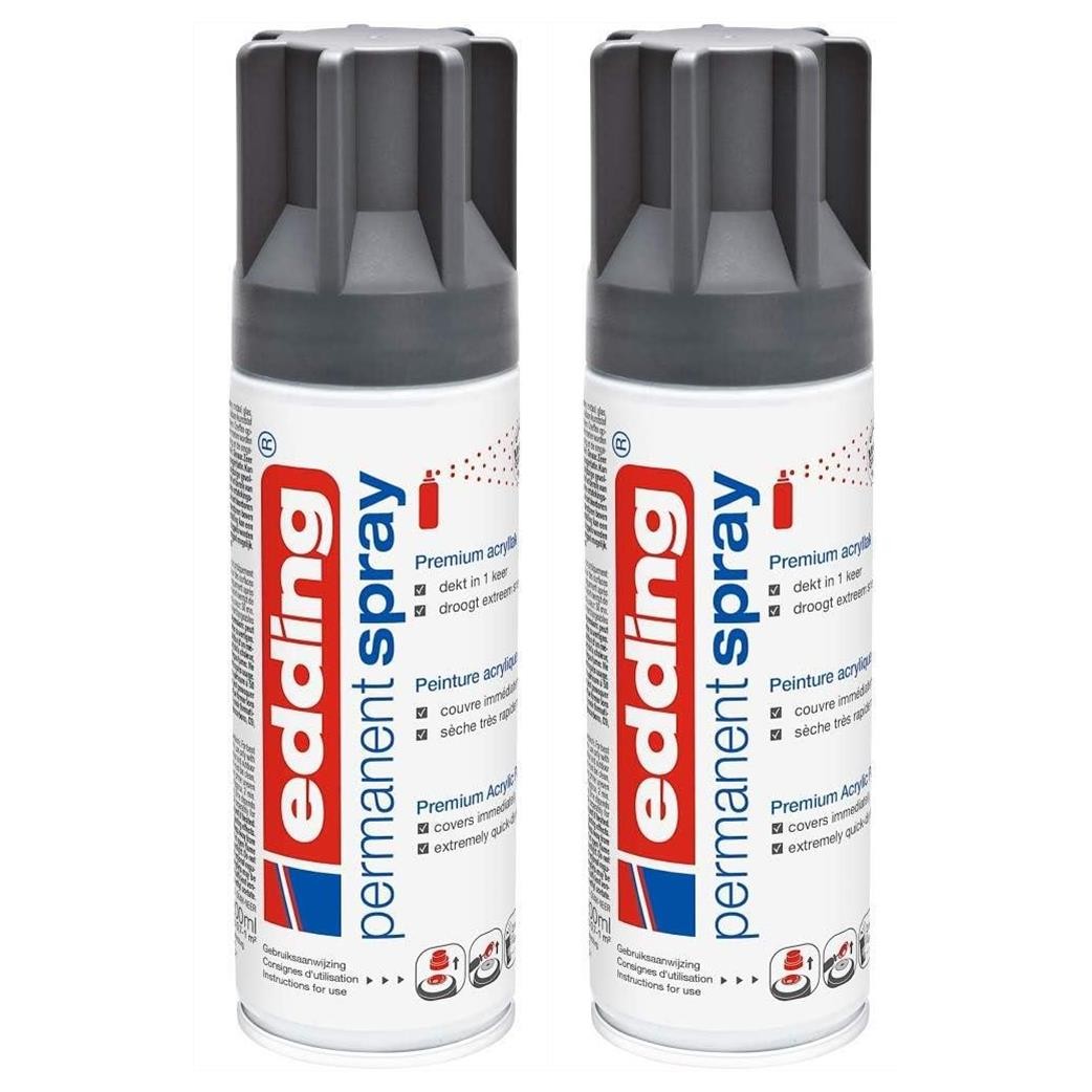 EDDING aérosol permanent anthracite lot de 2 à haut pouvoir couvrant 200ml
