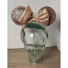 Disney Parks Briar Rose Gold Minnie Mouse Sparkle Pink Ears Headband