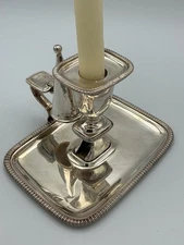 OLD SHEFFIELD PLATE CHAMBERSTICK Crest ARM & ARROW Georgian Silver c1830 England