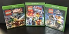 LOT 3x LEGO XBOX ONE GAMES Jurassic World Marvel Super Heroes LEGO MOVIE