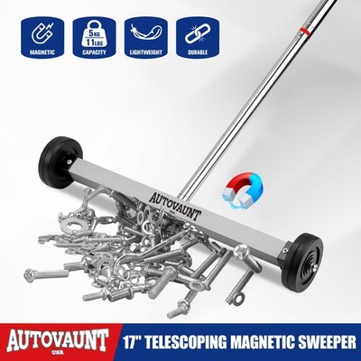 17'' Rolling Magnetic Sweeper Picks up Tools Nails Screws Clips Garage Shop Yard