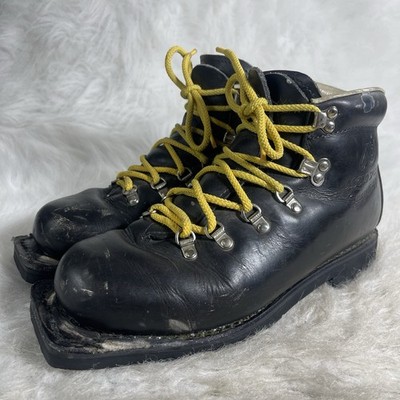 Asolo Sport Hiking Boots Black Leather Yellow Laces Made In Italy