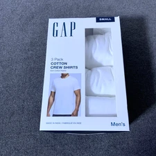 Gap Men's 3-Pk. Cotton Crew Neck Undershirt Classic-Fit White T-Shirt Small S