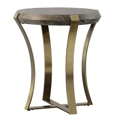 Uttermost Unite Brass Leg Wood Side Table - Picture 1 of 4