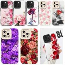 For iPhone 17 16e 15 Pro Max 14 13 Pretty Rose Printed Soft TPU Case Phone Cover