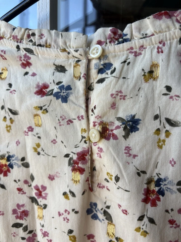 Gap Dress Girls XL(12) Cream Floral Metallic Shine Smocked Trim Skater NWT - Image 4 of 4