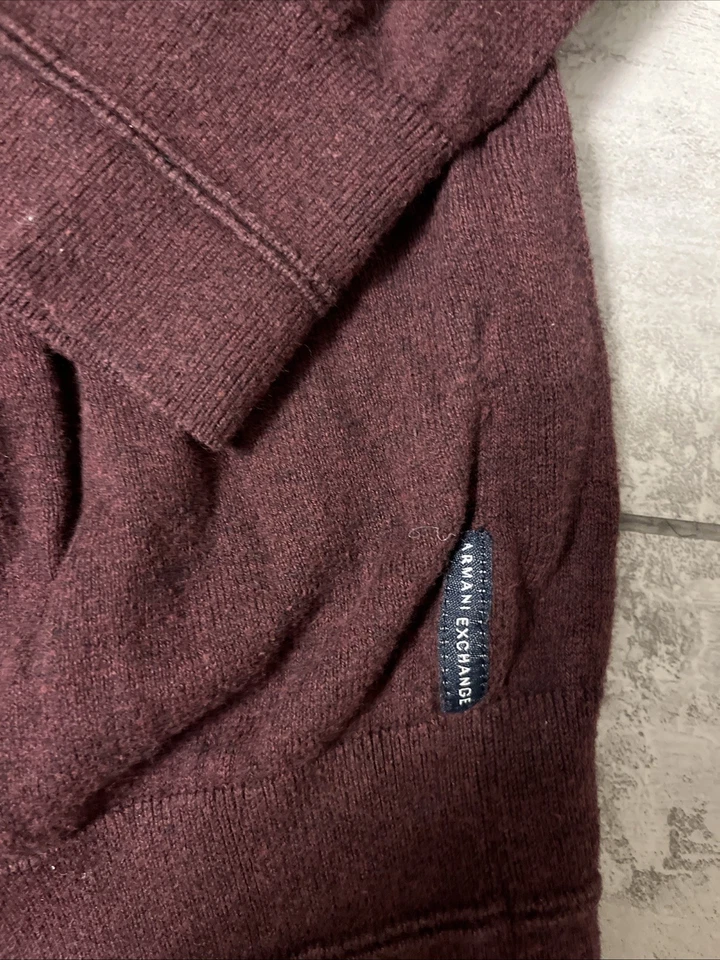 Armani Exchange men’s maroon crewneck cotton and cashmere sweater pullover XL - Image 2 of 4