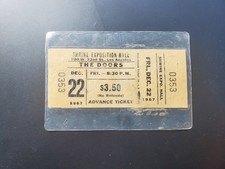 The DOORS billet de concert 1967 complet inutilisé sanctuaire exposition hall Los Angeles