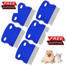5 Pack Flea Lice Comb, Stainless Steel Dog Cat Grooming Combs with Rounded Teet