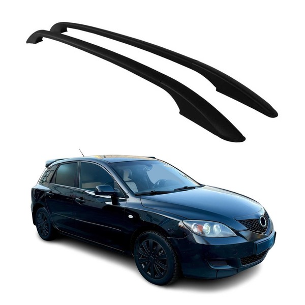 Aluminium Dachreling RelingträGer FüR Mazda 3 2013-2018 Schwarz 2Tlg-image