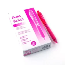 Pentel Wow Retractable Ballpoint Pen 1.0mm 12 Count Triangular Grip Pink