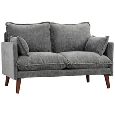 HOMCOM 2 Seater Sofa, Modern Loveseat with Spring Cushions, Wide Seat, Grey