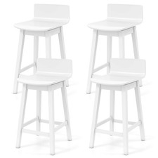 24.5" Counter Height Bar Stools Set of 4 w/ Footrest Solid Rubber Wood Legs