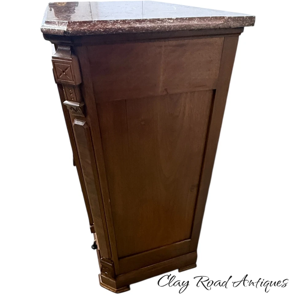 Antiguo armario victoriano de nogal armario mesa de salón mármol música burl 1860 Foto 4 de 4