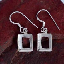 Solid 925 Silver Blank Rectangle Bezel Setting Base Handmade Earring Supplies