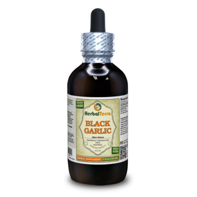 Black Garlic (Allium Sativum) Tincture, Dried Bulb Powder Liquid Extract