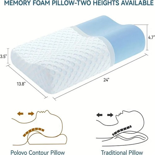 MUUEGM Neck Pillow, Memory Foam Contour Pillow For Pain Relief Cervical, Pillow - Picture 4 of 5