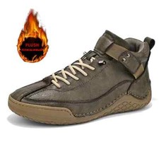 Winter Men's Thick Plush Warm Trekking Boots High Quality Leather Ankle Boots
