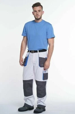 OWN White-Blue CLASSIC WORK TROUSERS Decorators Style H-Duty Pants Knee Pad Pocket