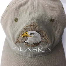 Arctic Circle ALASKA  Eagle Embroidered  Adjustable Baseball Cap Brown Cotton