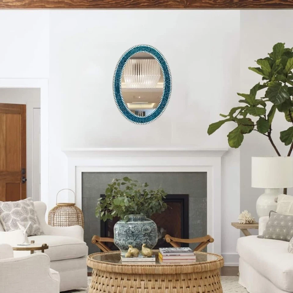 Espejo de pared decorativo de mosaico de vidrio agrietado colorido DecorShore 32,5"X24,5" Foto 4 de 4