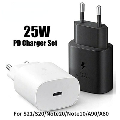 25W USB-C Fast Wall Ladegeräte TYPE-C Kabel For Samsung S22/21 Note20/10 Z Fold2