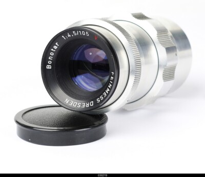 激レア　FEINMESS DRESDEN Bonotar 105mm 4.5 Lens Germany Chrom Feinmess Dresden Bonotar 4.5/105mm Red V for
