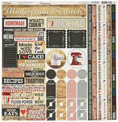 Reminisce ITK-100 In the Kitchen Cardstock Sticker, 12'' by 12'', Multicolor