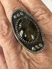 Vintage Navajo Large Agate Sterling Silver Ring 14.2 Gr. Size9