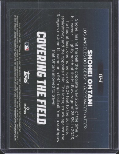 2024 Topps Covering the Field #CTF3 Shohei Ohtani - Picture 2 of 2