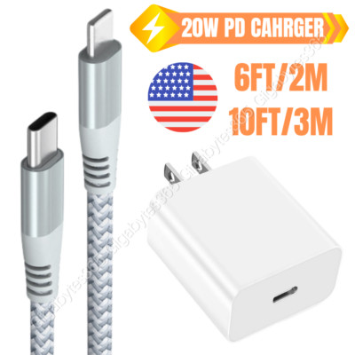 20W Fast Wall Charger Cube USB-C Power Adapter PD Cable Cord For iPhone 12 13 14