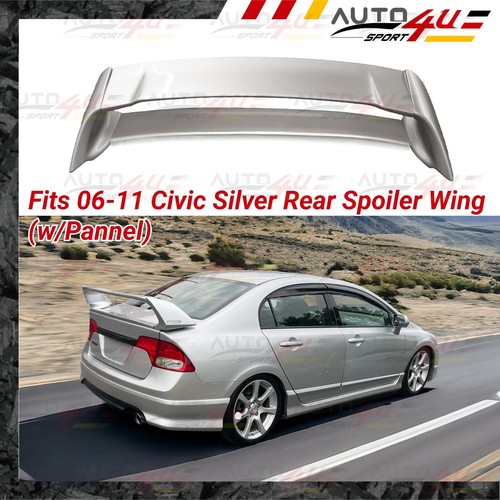Fits 06-11 Honda Civic Sedan Mugen Style Silver Rear Trunk Spoiler Wing w/Pannel
