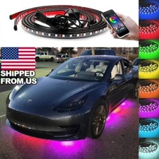 For Tesla Model 3/Y/X/S 4Pcs RGB LED APP Control Underbody Chassis Light Strips