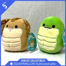 Squishmallows Kellytoy Plush Exotic Animals Hectico the Cobra & Amalie 5" NWT