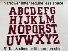 5" Large Embroidered BURGUNDY Varsity Letters Iron-on Applique Patch For Jacket