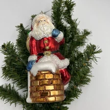 Old World Christmas 7" Large  Santa In Chimney  2005  Retired HTF