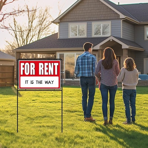 For Rent Signs w/ Stakes Double-Sided Printing for Rent Yard Signs 3 Pack - Foto 8 di 8